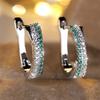 Cute Blue Rose Red Hoop Earring Green Crystal Multicolor Zircon Earrings For Women Vintage  Silver Color Wedding Jewelry