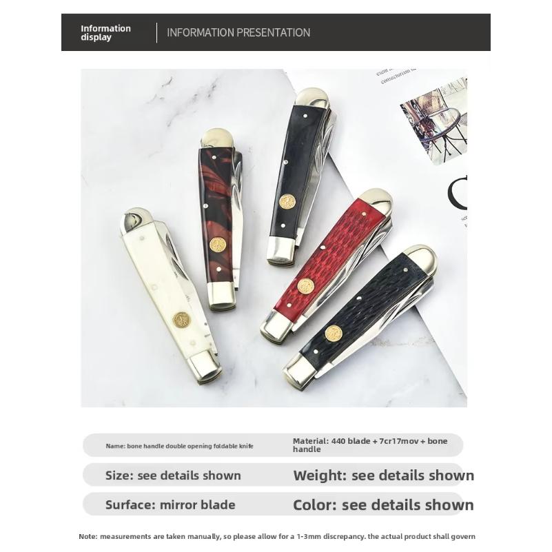 Dual Grafting Knife – 7Cr17MoV+440 Mirror Blade + White Copper & Ox Bone – Garden, Budding, Pruning