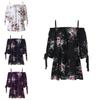 Fashion Womens Plus Size Floral Print Cold Blouse Camis Casual Shoulder Tops For Summer