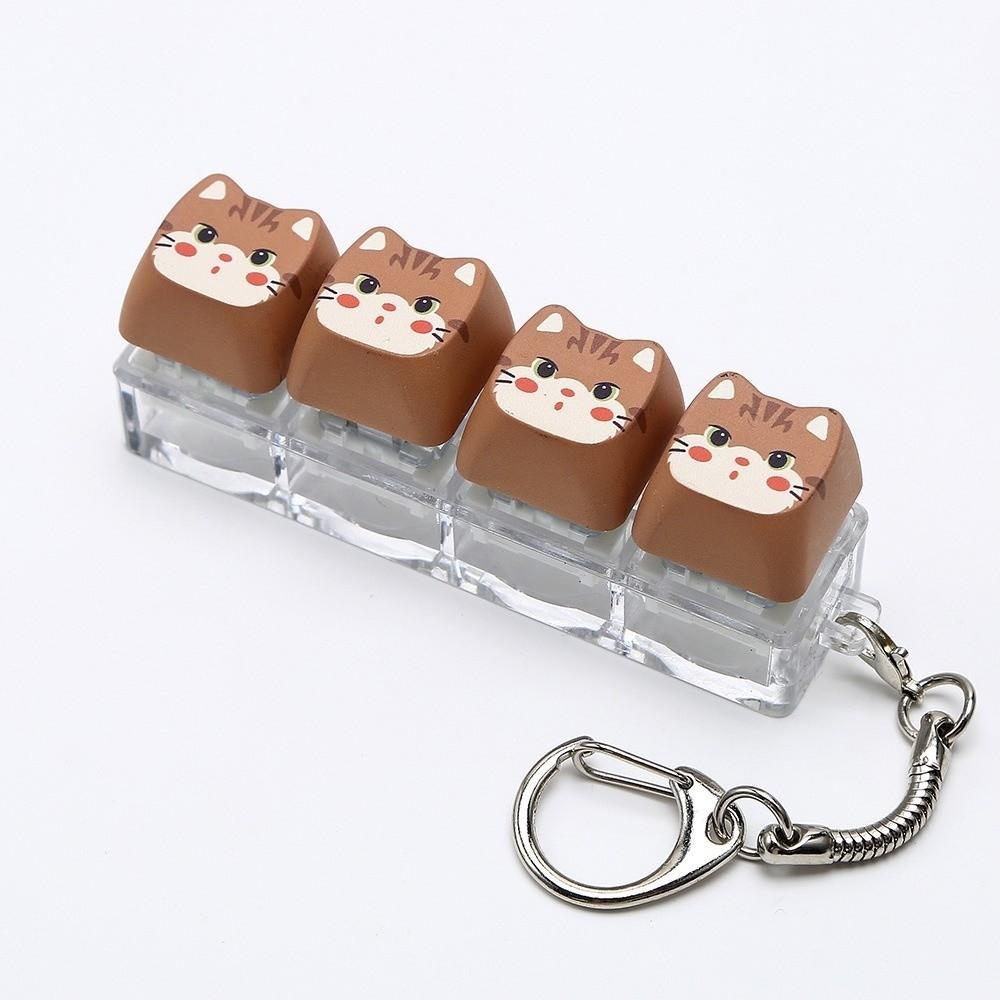 Mini Size Animals Printed Keycap Keychain Detachable Stress Relief Bag Pendant Friends Gift