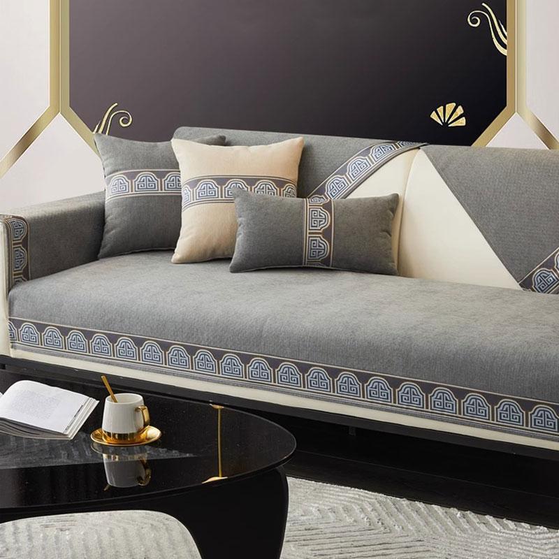 Solid Color Chinese Style Chenille Sofa Cover Decor for All Seasons Living Room Non-slip Couch Slipcover Sofa Towel Sofa Mat