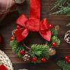 6 Pcs 6 Inch Christmas Mini Cabinet Wreaths Small Artificial Cedar Wreath with Ribbon Bow Pinecone Berry for Front Door Window Farmhouse Home