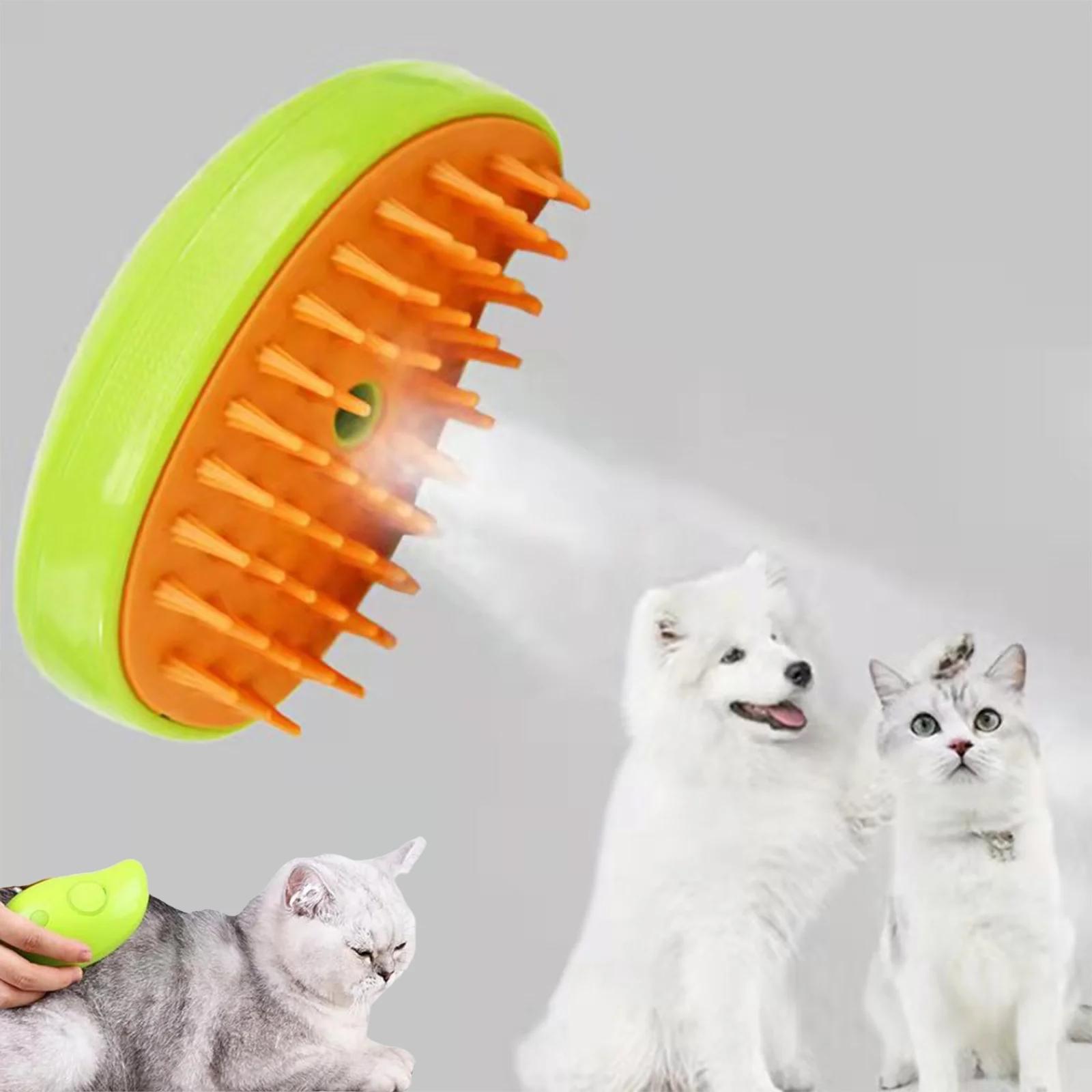 Spazzola per cani Steamy Spazzola per capelli a spruzzo elettrica per gatti Spazzola a vapore per cani 3 in1 per massaggi Toelettatura animali domesti