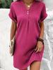 Elegant 2025 Women's V-Neck Solid Color Casual Button Dress