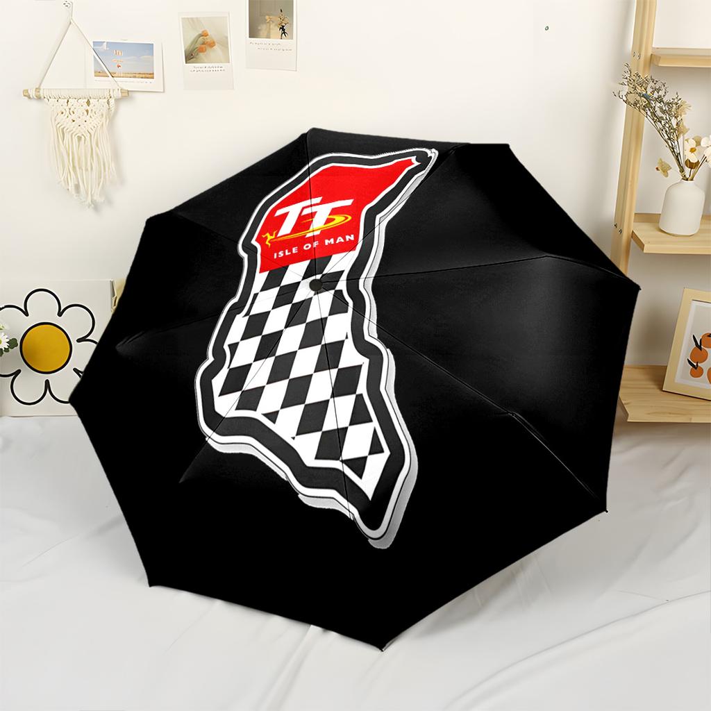 Gara TT dell'Isola di Man Ombrello Automatico Portatile Compatto 8 Stecche Leggero Design Compatto Perfetto per Avventure all'Aperto Accessorio da Esterno