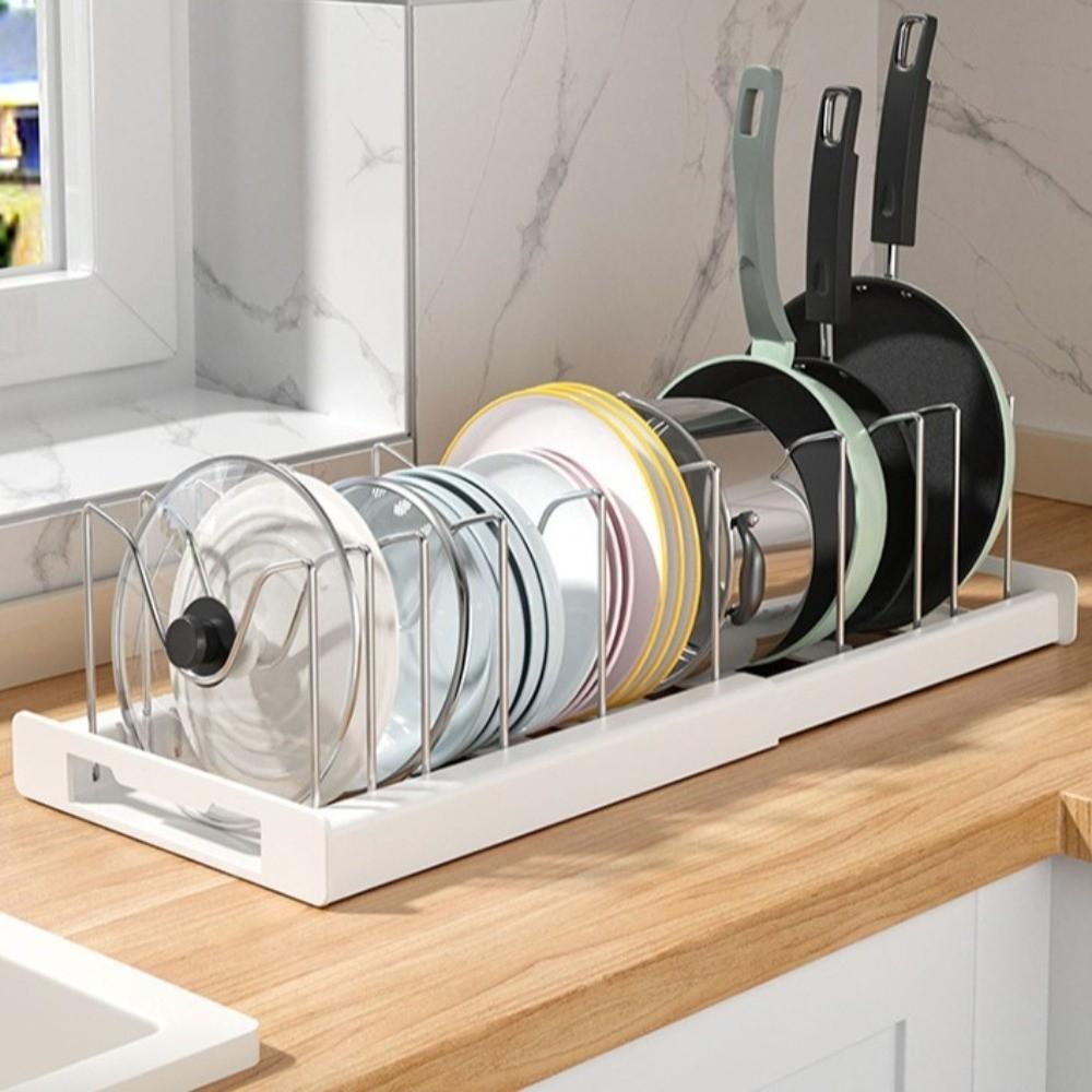 New Expandable Pans Organizer Rack 7 Grid Kitchen Utensils Rack Pot Lid Organizer Adjustable Pots Holder
