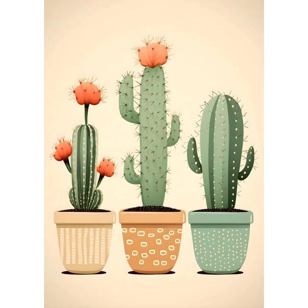 Vintage Mexican Cactus Poster Floral Moon Aesthetic Canvas Painting Prints Colourful Wall Art Picture Room Home Decor