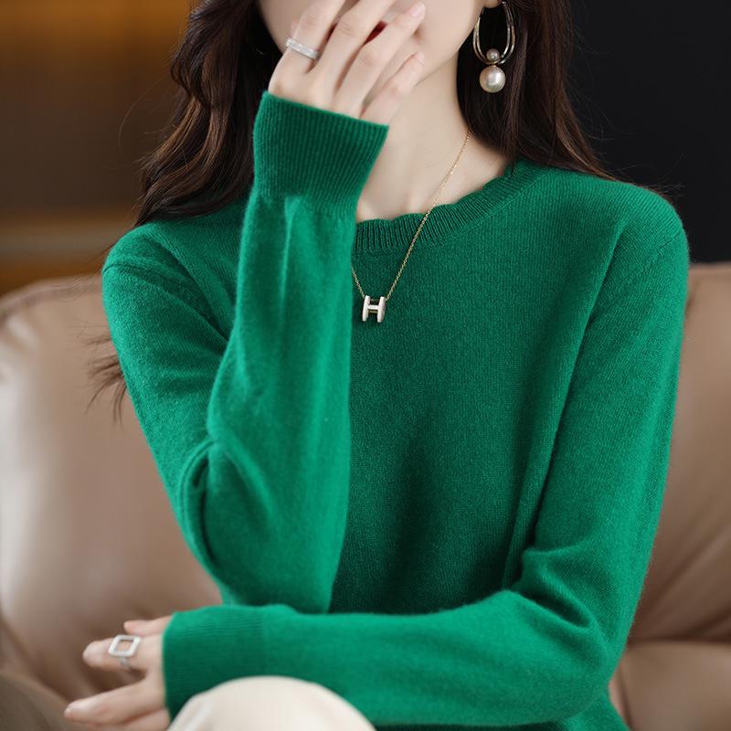 Soft & Cozy Women's Lace Round Neck Knit Sweater - Trendy Spring/Autumn 2025, Long Sleeve, Loose Fit