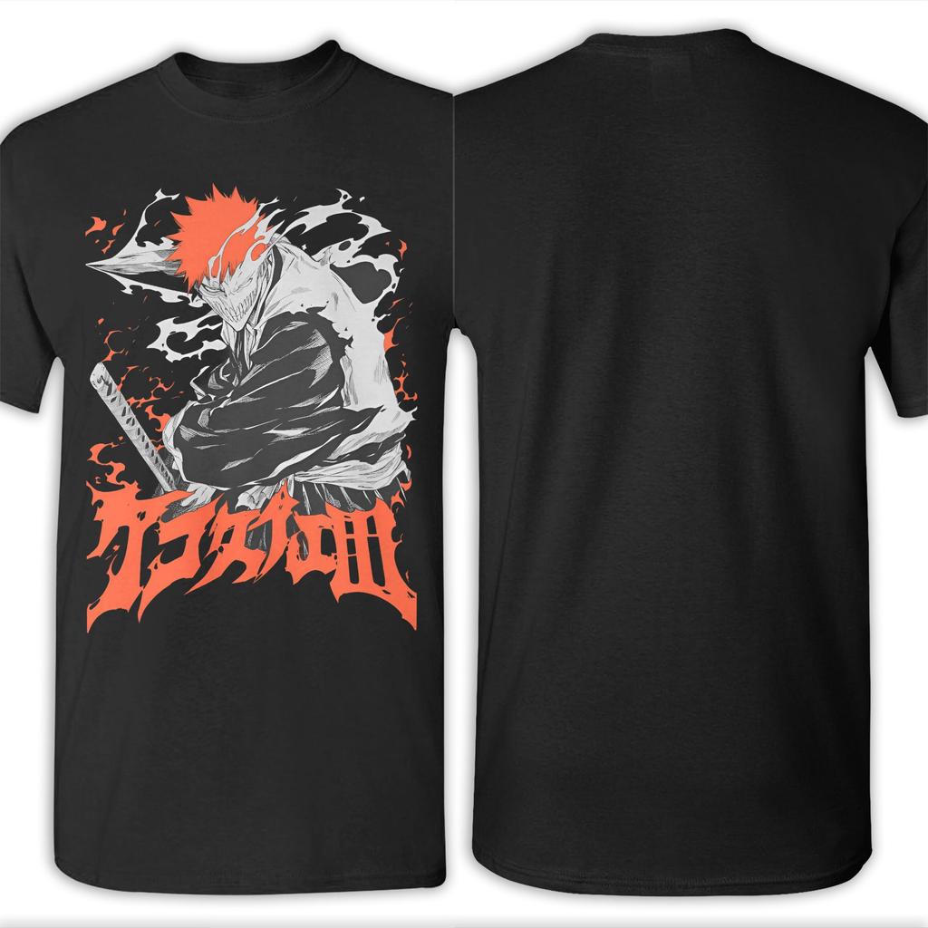 Printed BleachedCartoon Anime Kurosaki T Shirt For Unisex Japanese Manga Cotton T-shirts Short Sleeve Tops