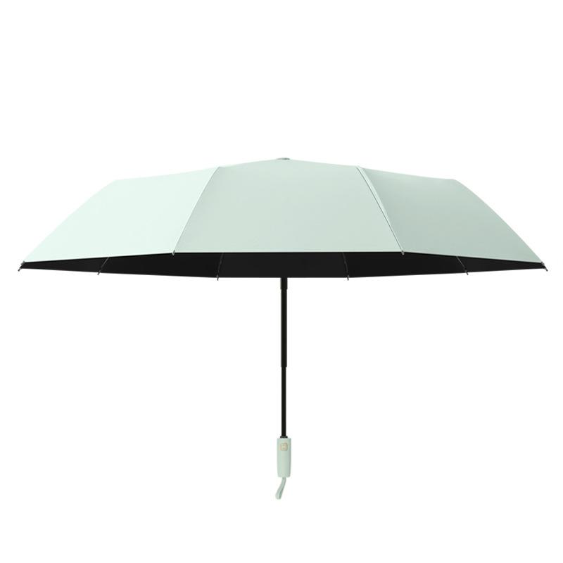 New 10 bone three fold automatic vinyl umbrella silicone with color scheme handle sunscreen UV umbrella