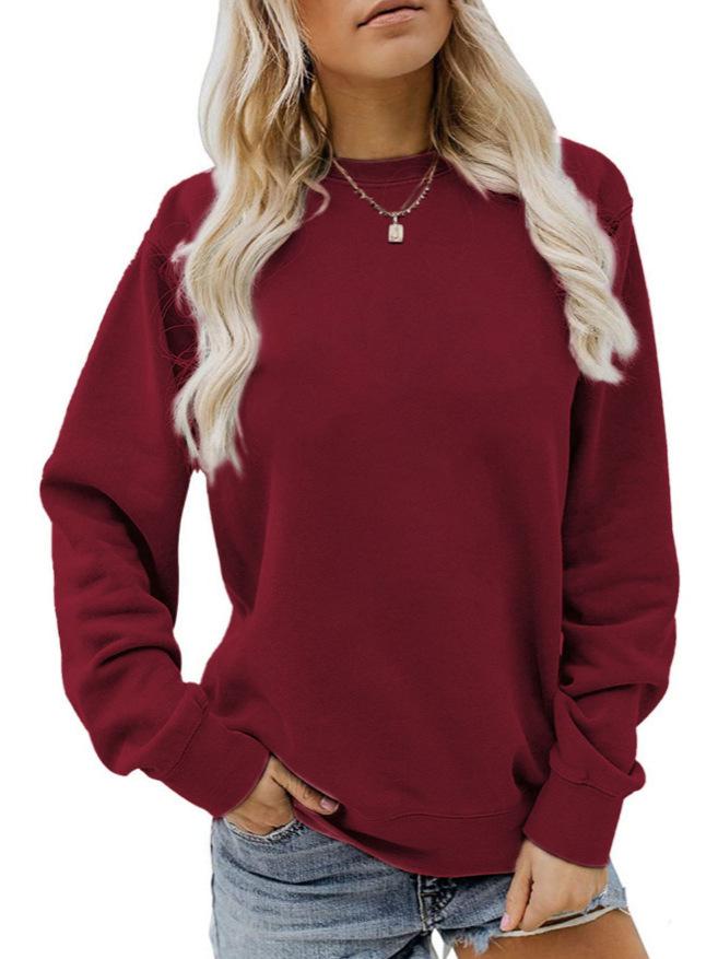 Autumn & Winter Women's Loose Round Neck Plus Velvet Hoodie