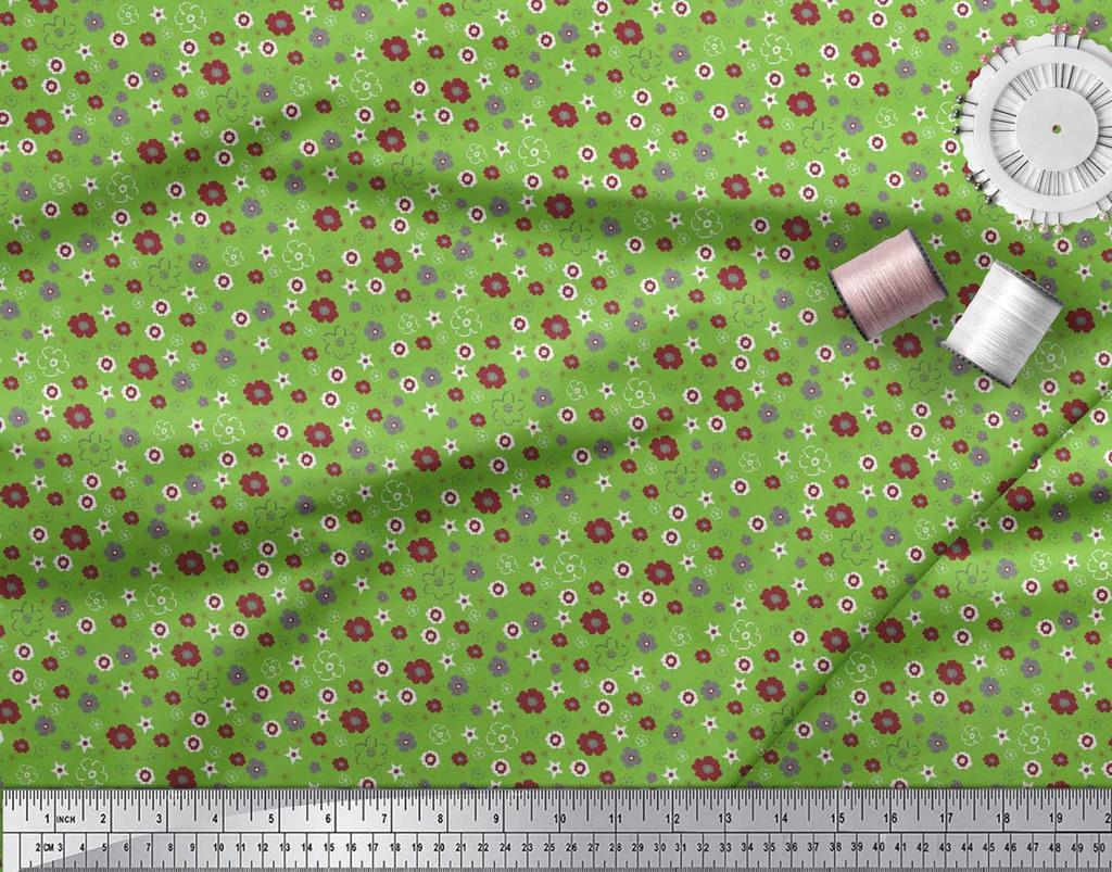 Soimoi Purple Japan Crepe Satin Fabric Flower Artistic Decor Fabric Printed Metre 42 Inch