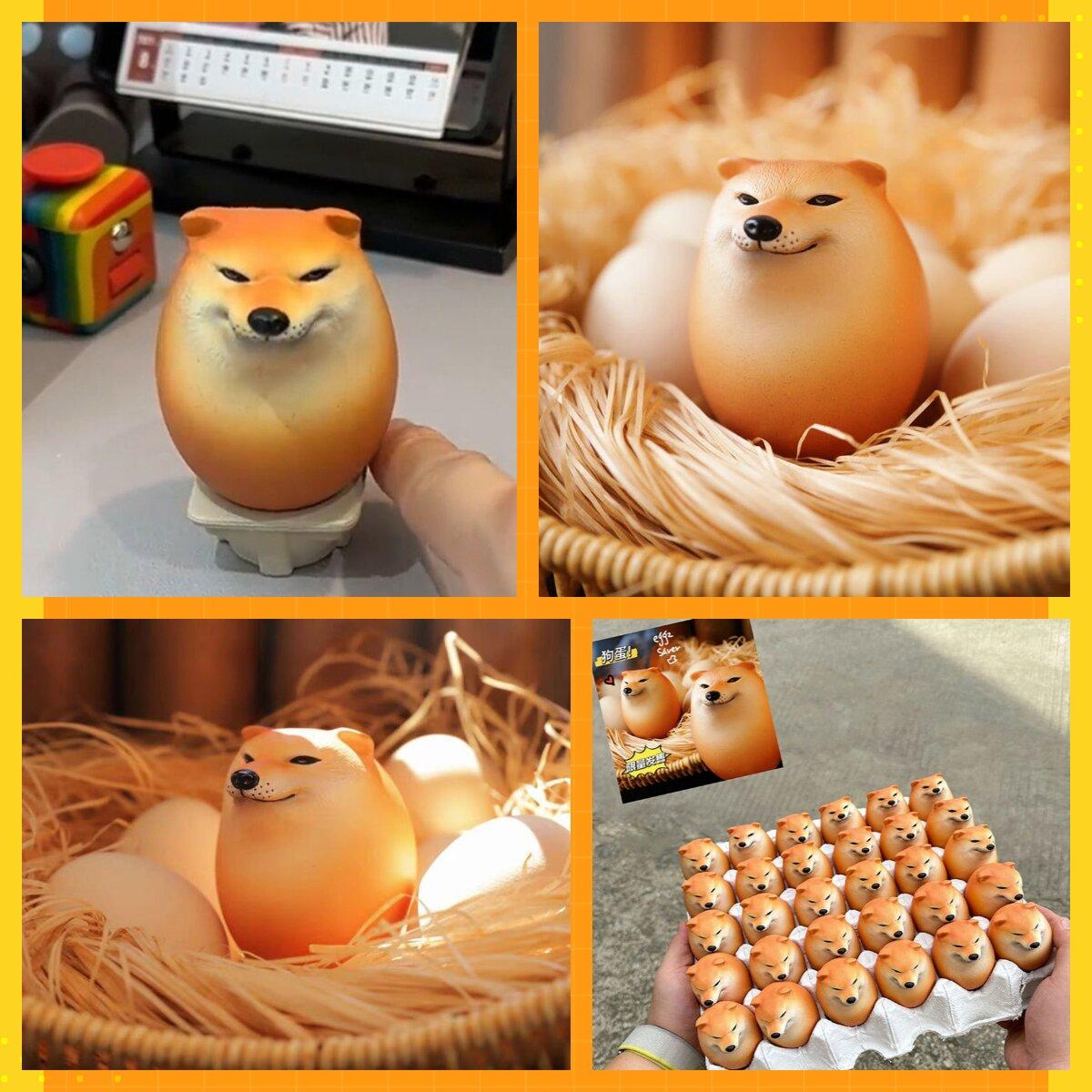 

1PC Creative Shiba Inu Realistic Egg Shape PVC Desk Decor Dog & Egg Union Decorations For Home Offices Fun Gifts 1PC
