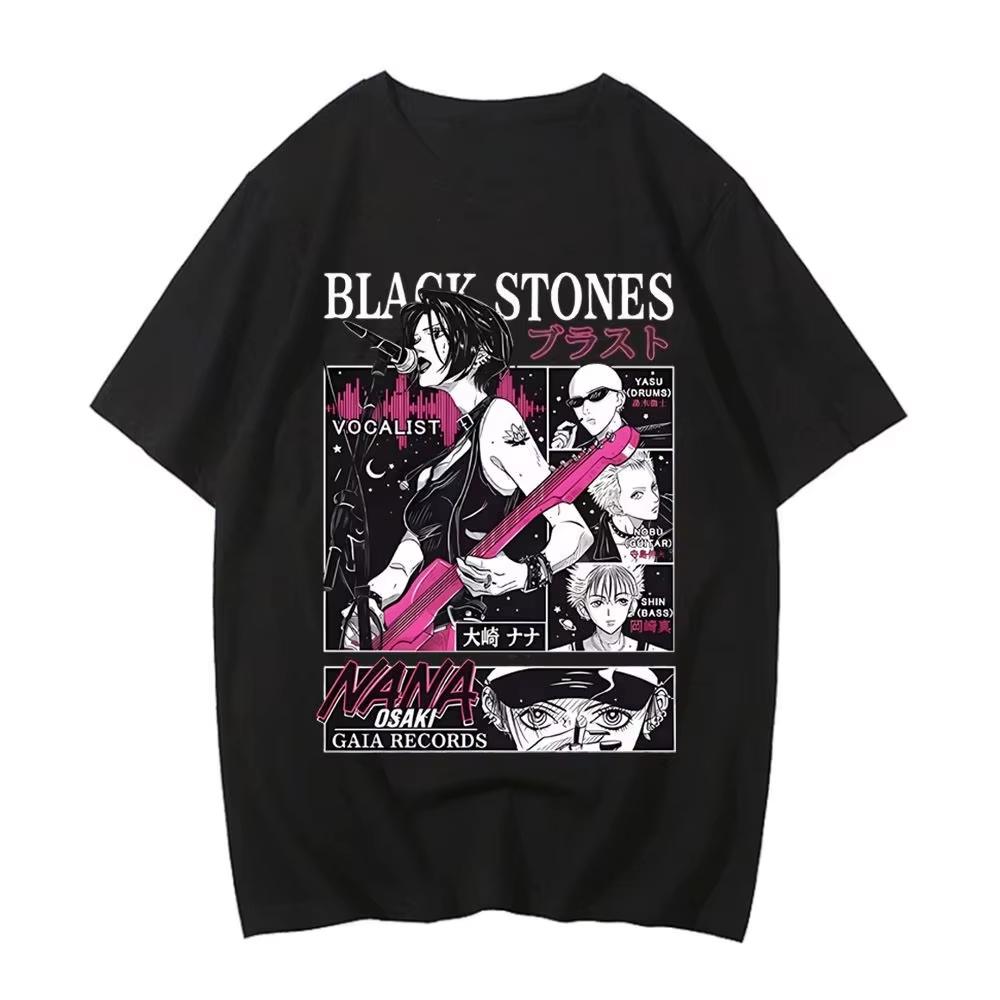 2026 New Japanese Manga NANA Black Stone & Osaki Nana Graphic‑Print Unisex Summer Short‑Sleeve