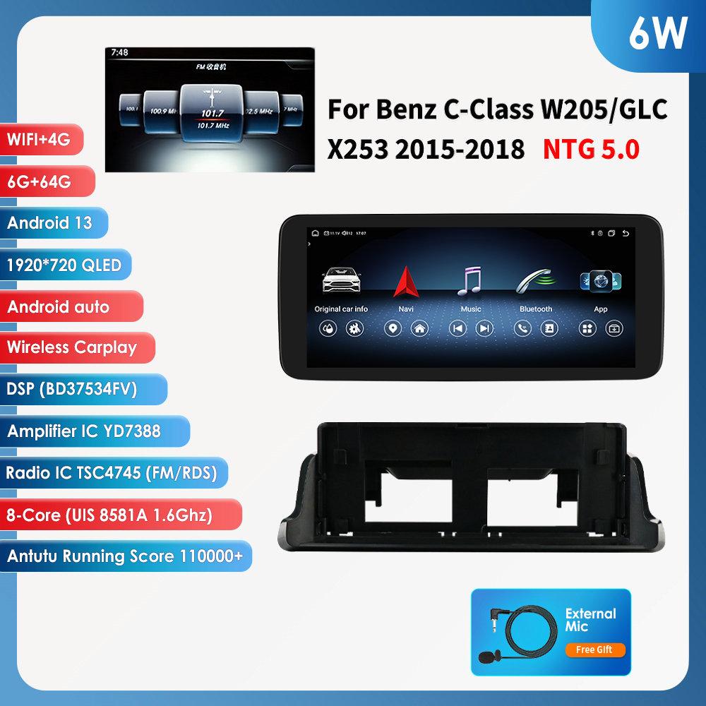 Hizpo Android 14 Octa Core Smart Car Systems Support Carplay Android Auto for Mercedes Benz C-Class W205/GLC X253 2015-2018 NTG 5.0 Intelligent Screen