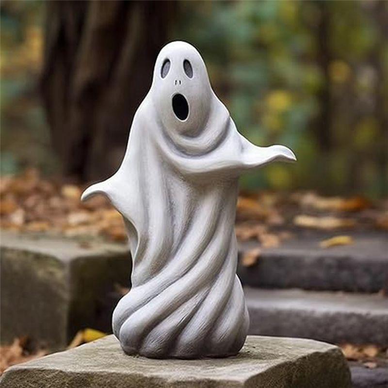 A20F-Ghost Statue, White Resin Garden Ghost Sculpture Halloween Decorations, Ghost Figurines For Home Room Desk Decor D Durable