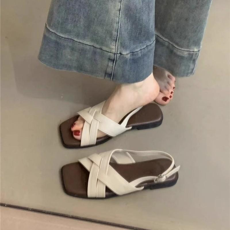 

Sandals women s summer outer wear new beautiful retro vacation seaside soft flat beach shoes 35