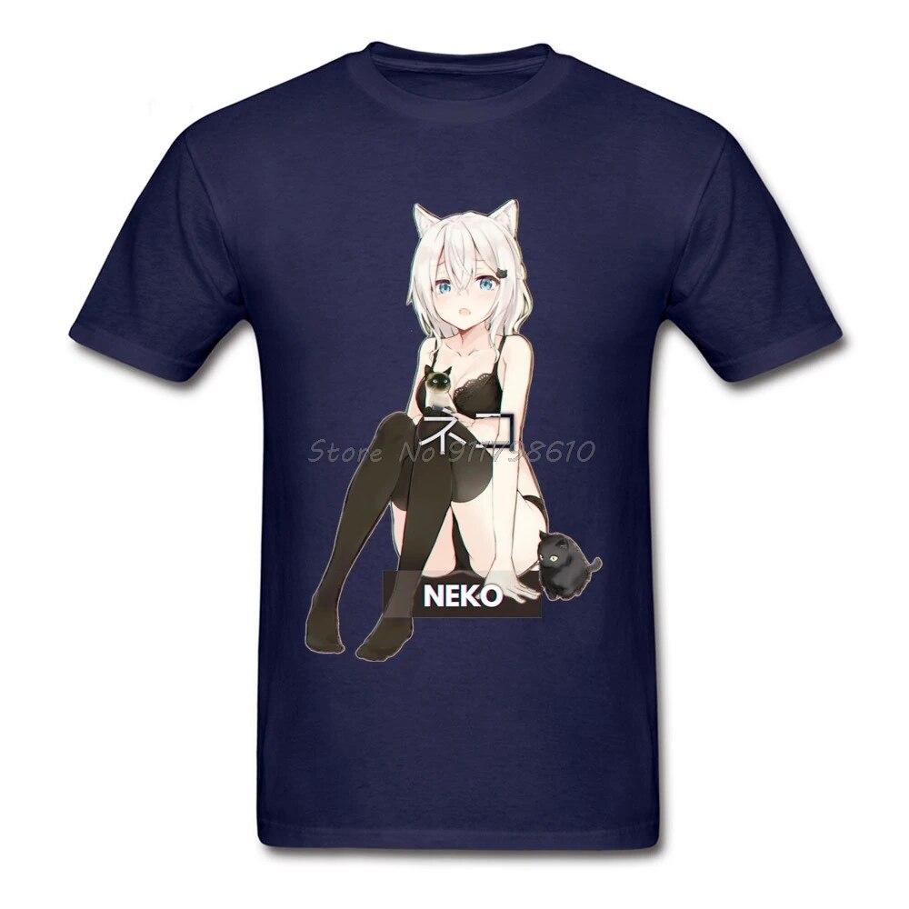 Neko Waifu Ahegao Girl T-shirts Otaku Senpai Nerdy Unisexga Harajuku Cat Tshirt Pin Up Japanese Comic Anime Popular Tees Unisex