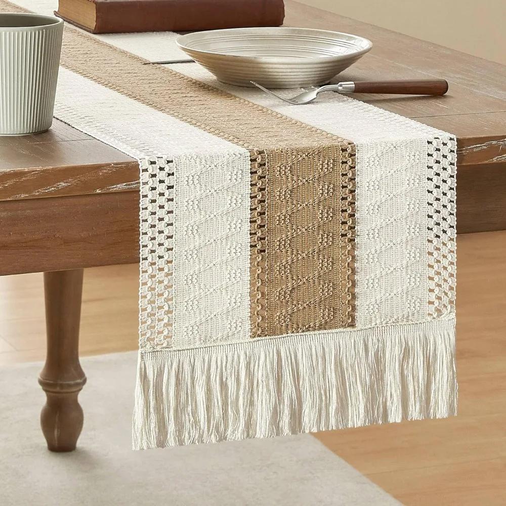 Tassel Table Flags Weave Tassels Cotton Linen Desktops Practical Decorates Home Desktop Simple Splicing Together Tables Flags