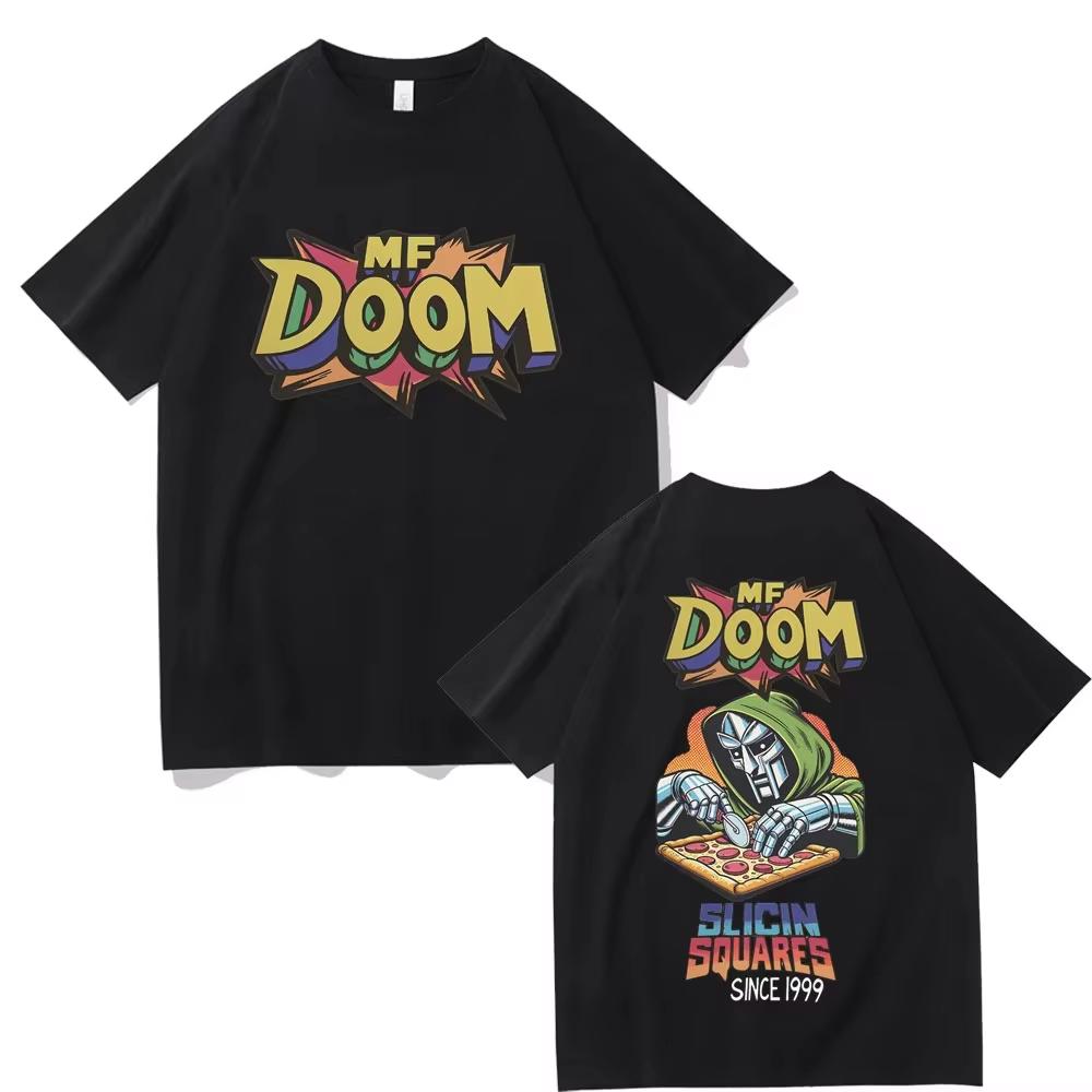 Rapper Mf Doom Slicin Squares Since 1999 Graphic Tshirt Mens Hip Hop pure Cotton Vintage Short Sleeve Top summer Streetwear