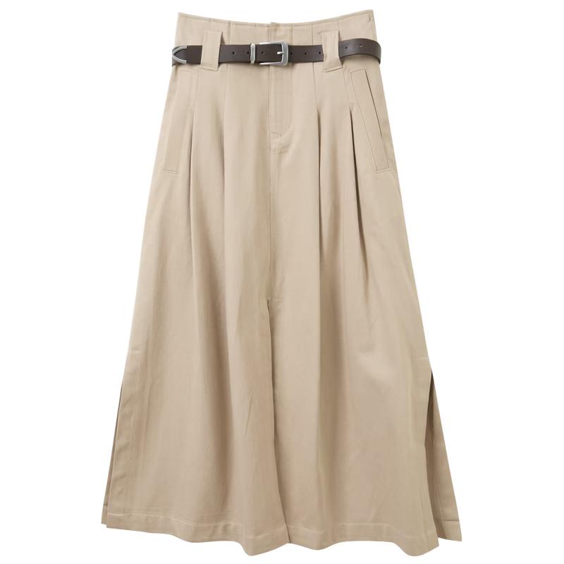 Lyocell Blend Slit A-Line Maxi Skirt M