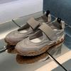 Processing Customization~ Leather Inner Height Increase Mary Jane Single Shoes Women's 2025 New Velcro Casual Ballet Shoes