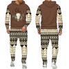 New Men 2 Pieces Tracksuit National Cow Skull 3D Print Casual Hoodies Sweatpants Sets Fashion Hip Hop Street Clothing Suits