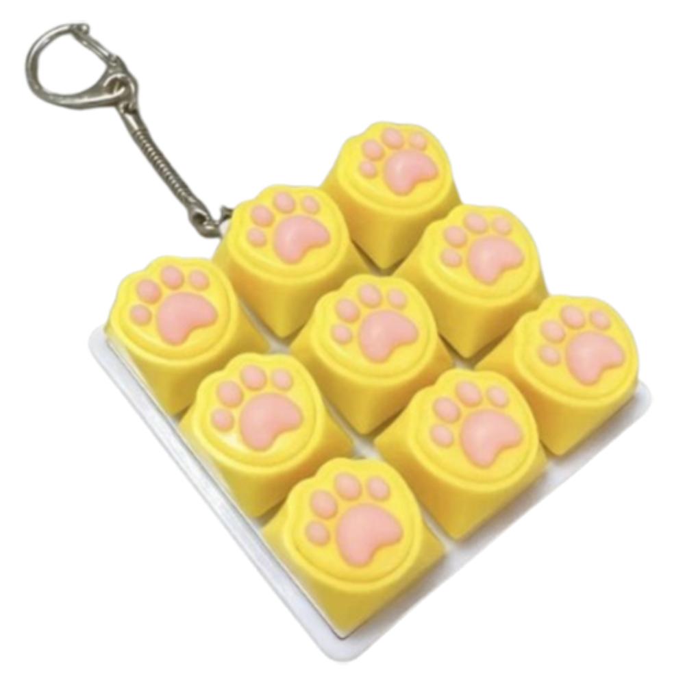 9 Keyboard Decompression Keyring Funny Stress Relief Pendant Relaxing Cat Paw Keychain  Anti Stress жёлтый