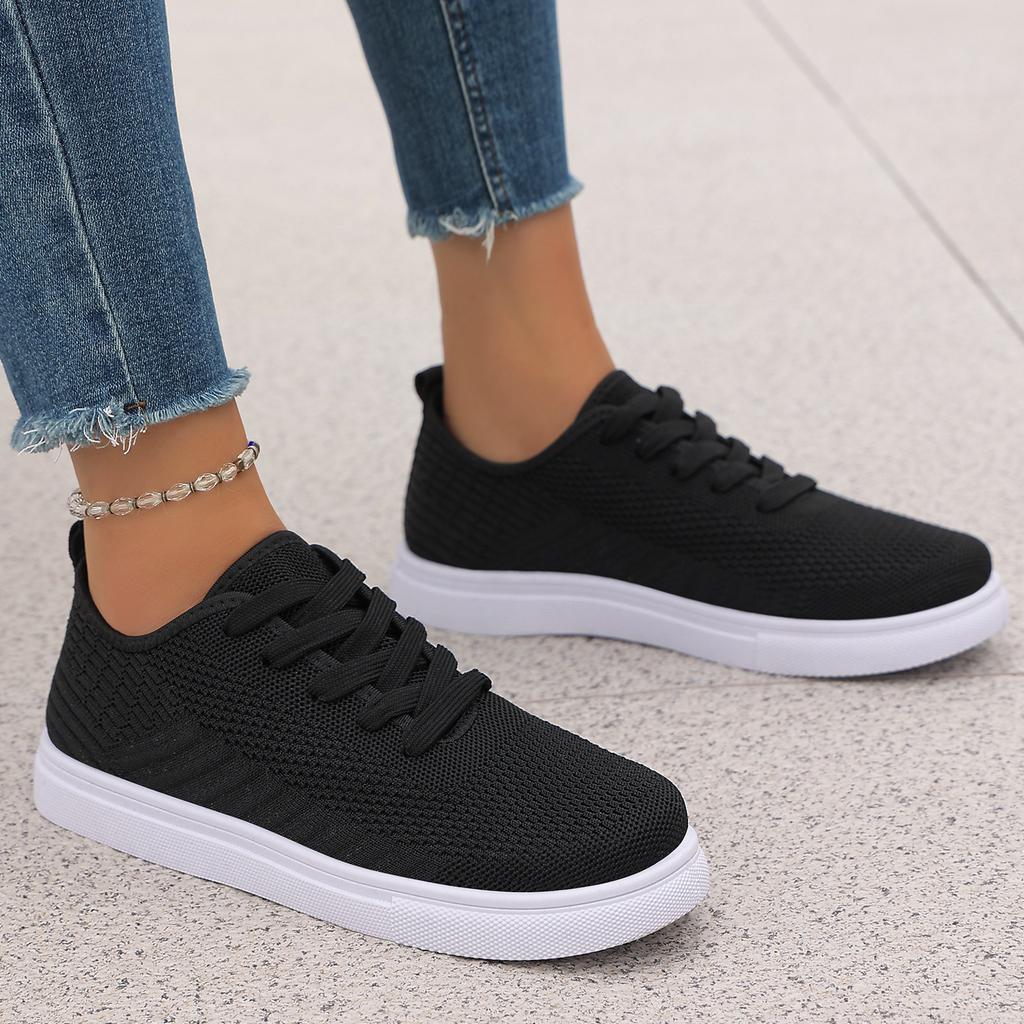 Women's Sports Shoes, Casual Shoes, Woven White Sneakers, Soft-bottom Lightweight Sneakers, Flat Shoes