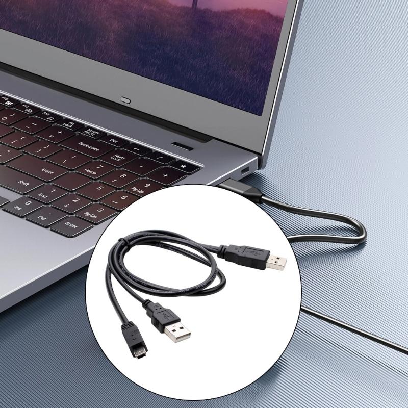 Doppelter USB A Stecker auf Mini B 5Pin Y Splitter Kabel für externe Festplatte DVDs BluRay 50cm Hohe Geschwindigkeitsdatenübertragung