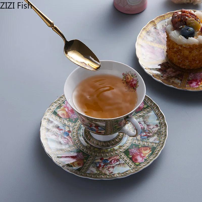 BRCeramic Black Tea Mug Saucer Retro Afternoon Tea Coffee Cup Saucer Sets Couple Cup Set Home Creative Drinkware Mug New Home GiftEY