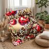 Cherries and Leopard Butterflies Blanket Personalized Name Flannel Blanket Soft Cozy Plush Throw for Sofa Bed Lightweight Home Decor