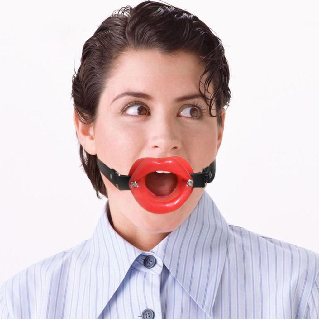 Adjustable Black Leather Silicone Mouth Gag for Adults