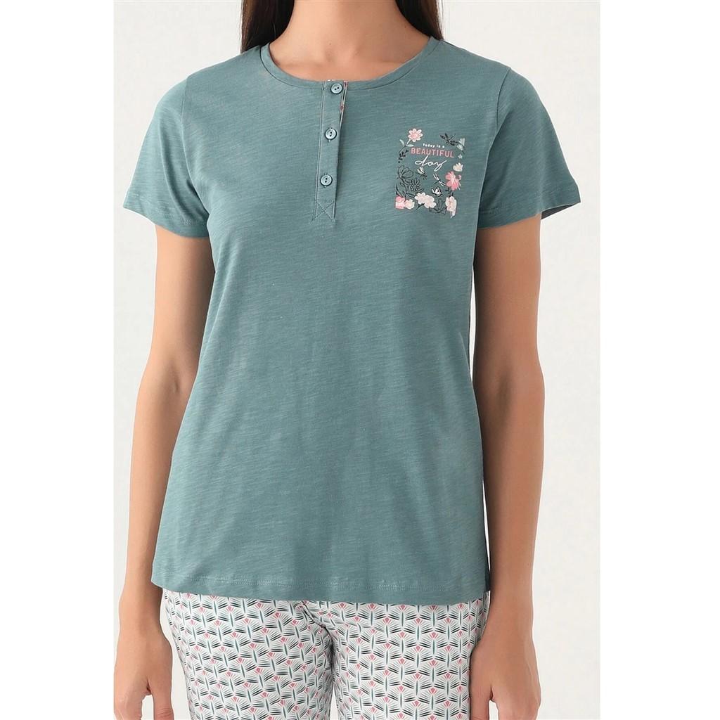 Arnetta Buttoned Collar 100% Cotton Women's Pajama Set