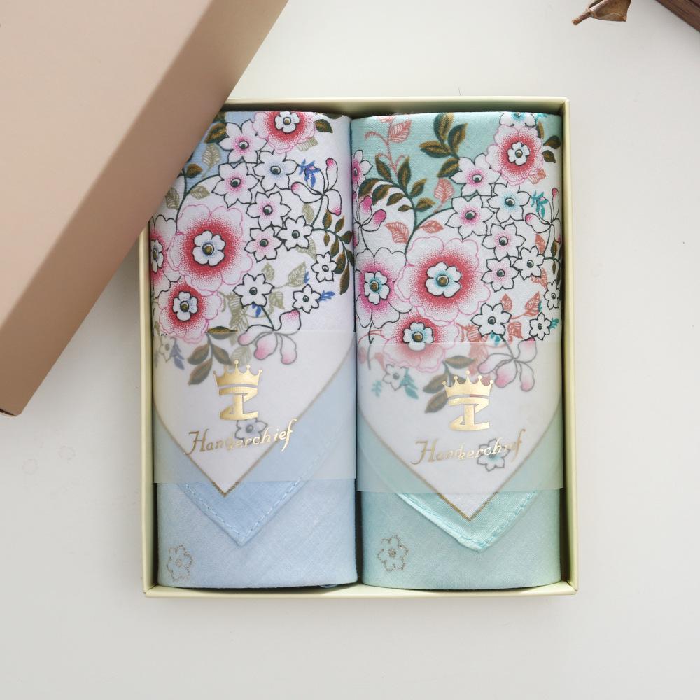 43cm Premium Cotton Floral Handkerchief: Sweat-Absorbing Gift for Moms & Teachers