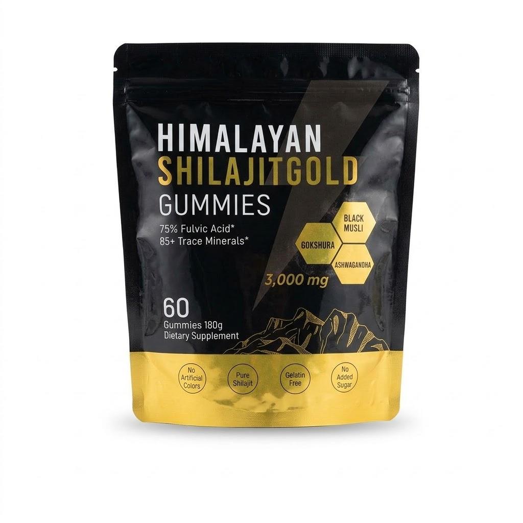 Advanced Shilajit Resin Gummies (60 Count) – 3,000mg Potency with Ashwagandha & Ginseng – Pure Fulvic Acid & Trace Minerals, Gelatin-Free