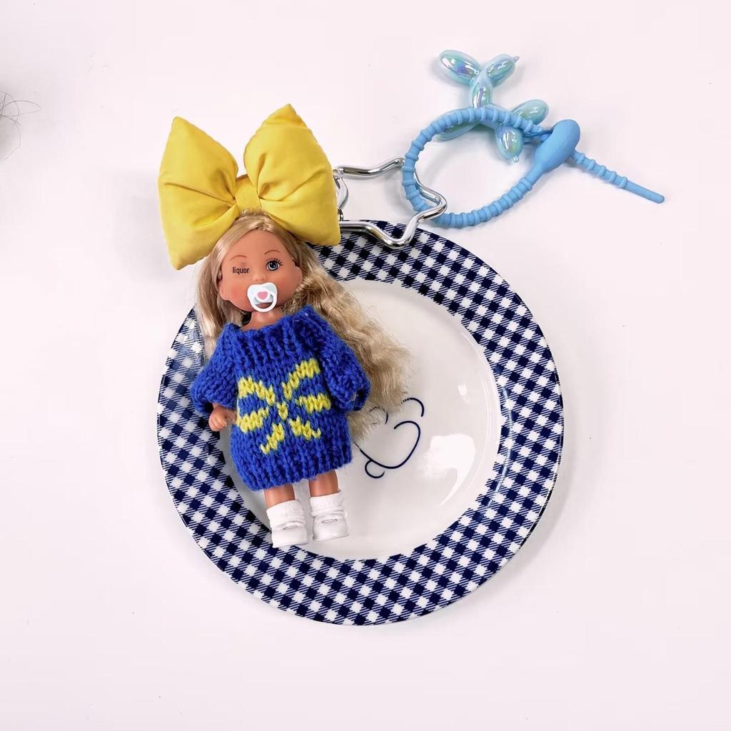 Internet Celebrity Style Plush Doll Keychain - Cute Cartoon Bag Charm for Girls