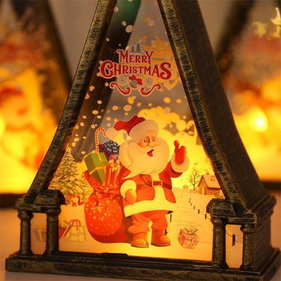 LED Christmas Small Night Light Portable Battery Powered Hanging Lanterns Festive Party Christmas Ornaments Santa Claus Decor