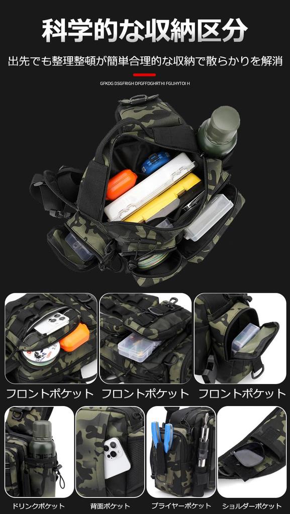Fishing Tackle Bag, Fishing Bag, Tackle Bag, Run & Gun Bag, Waterproof Zipper, Large Capacity, Fishing Shoulder Bag, Fishing Bag