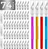 74PCS Hobby Knife Exacto Knife with 4 Upgrade Sharp Hobby Knives and 70 Spare Craft Knife Blades for Art, Scrapbooking