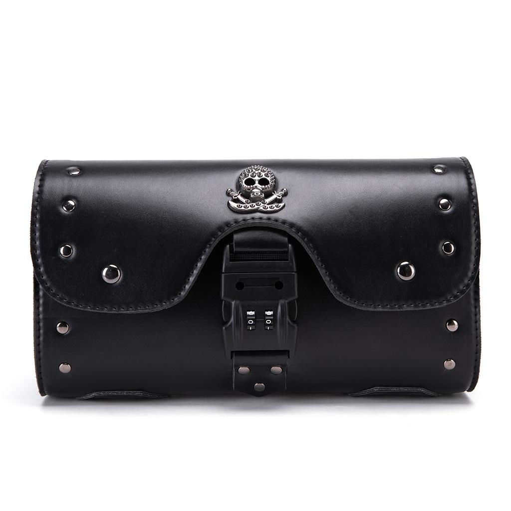 SHELKSBAG 2025 New Universal Motorcycle Saddlebags Bikers Punk Retro Pu Leather Front Fork Tool Daily Storage Hanging Bag