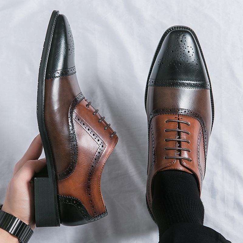 Neuzugang Mode Gentleman Kleiderschuhe für Herren Gemischte Farben Schnürschuhe Brogues Oxfords Party Formell Hochzeit Schuhe Zapatos