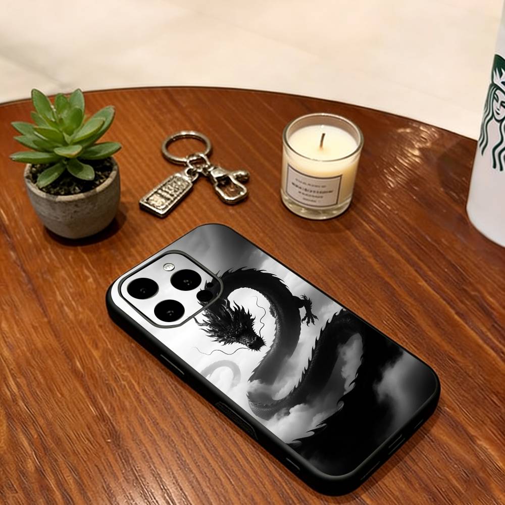 

Sacred Dragon Phone Case For iPhone 17,16,15,14,13,12,11 Plus,Pro Max,XS,Soft Silicone Black Cover iPhone16