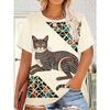 Fashion Women's Crew Neck Short Sleeve 3D Casual Color Printing Casual Short Sleeve Crew Neck T-Shirt