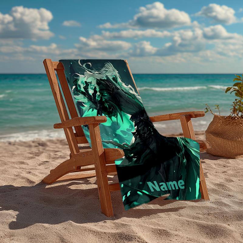 Custom Name Ultra-Soft Beach Towel with League of Legends Theme,Ideal for Pool - Camping, Diving - Perfect Travel Essential, Vibrant Beach Towel.