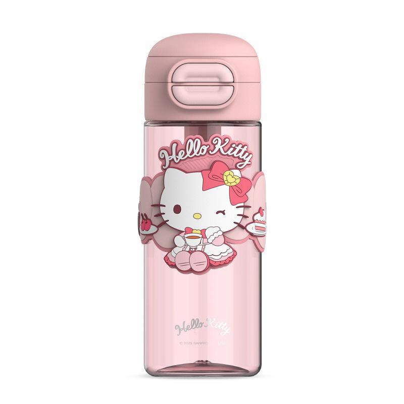 

X&W 630ml Tritan Water Bottle Cartoon Kuromi/My Melody Straw Water Cup Leak-proof Double-drinking Mug with Cup Sleeve Kid s Gift 630ML