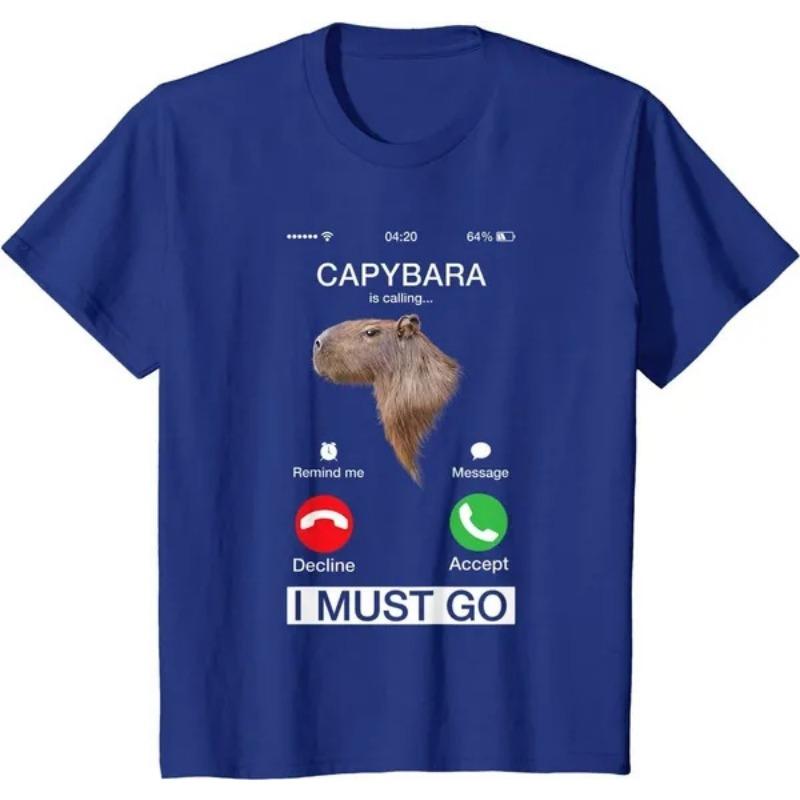 

Футболки Capybara Is Calling, забавная футболка Capibara Rodent Animal Lover, юмористическая футболка для женщин и мужчин, летние повседневные топы с круглым вырезом и коротким рукавом 4XL