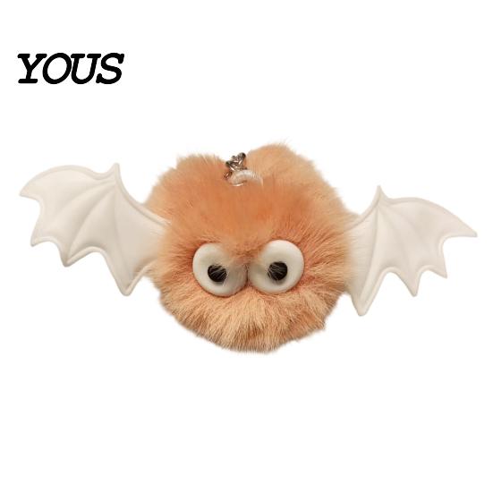 Funny Bag Decoration Halloween Bat Plush Keychain, Cute Devil Furry Pendant for Stylish Animal Print Keys, Vintage Silver Alloy Key Ring, Spooky Party