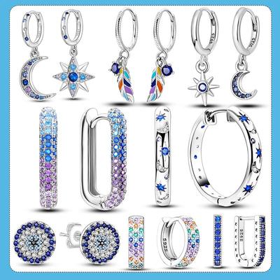 2023 Sparkling Pave Silver 925 Earrings Fit Original Charms Hoop Earrings For Women Earrings Fine Jewelry Gifts