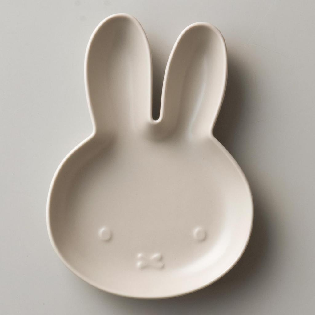 Dick Bruna Dish Small Plate S 11 X 15cm Microwave Safe Dishwasher Safe Die Cut Matte Greige 200105 "Miffy"